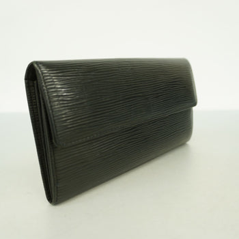 Louis Vuitton Epi Leather Long Wallet Porte Monnaie Credit M63592 Noir