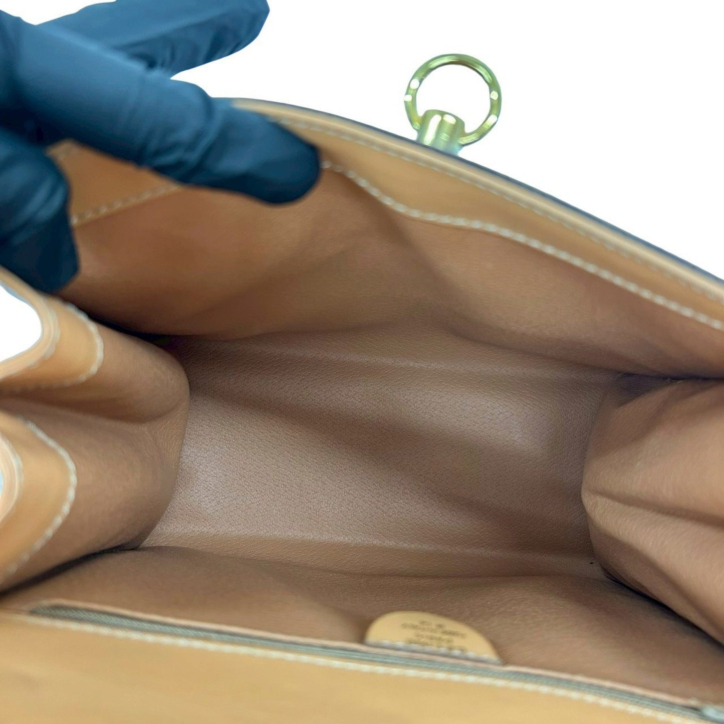 Celine Macadam Blason Pattern Logo Ring Leather Handbag Tote Bag Brown 11767