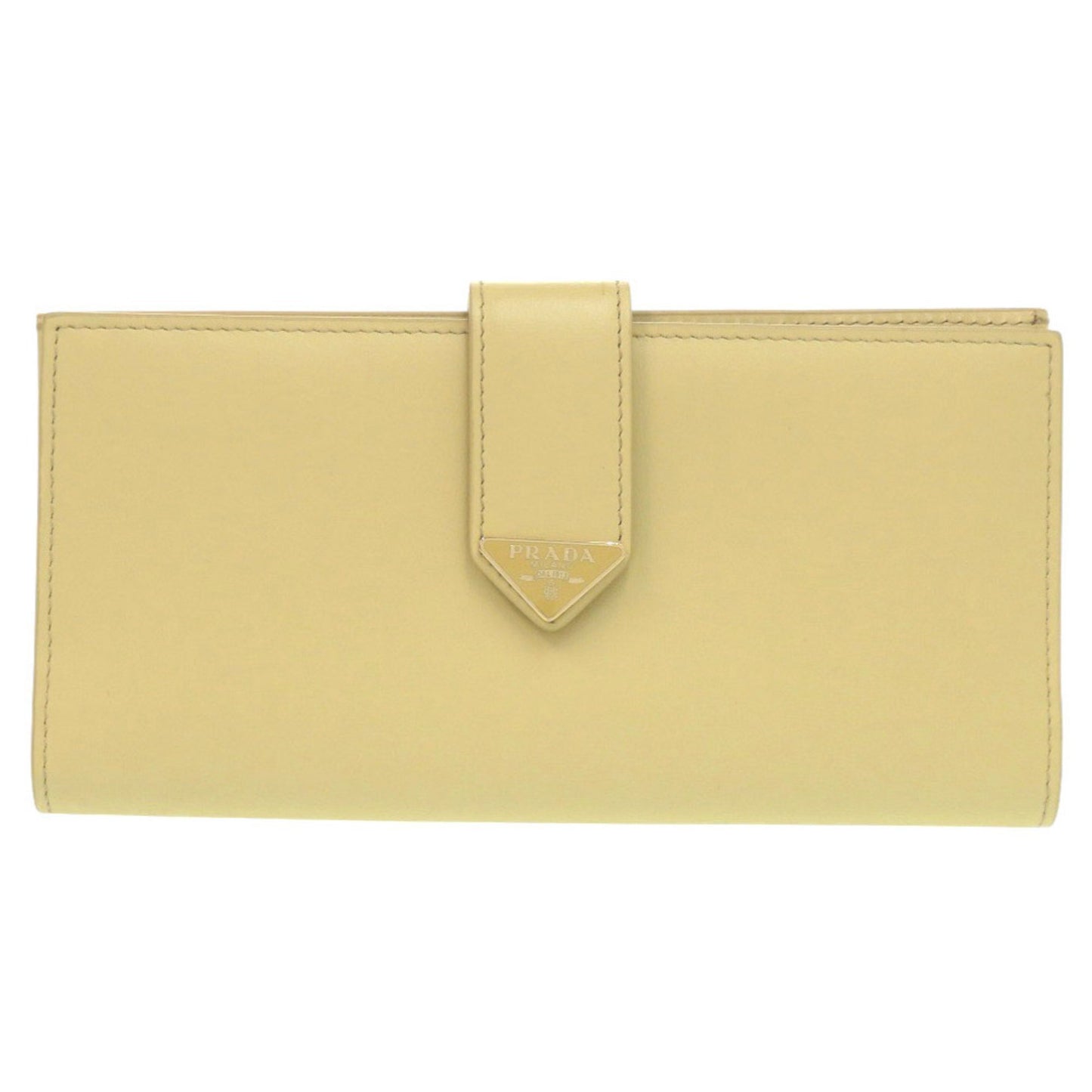 Prada 1Mv025 Triangle Logo Leather Yellow Long Wallet 0615 Prada
