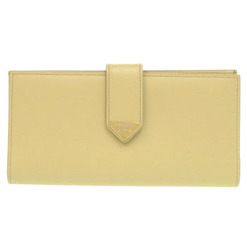 Prada 1Mv025 Triangle Logo Leather Yellow Long Wallet 0615 Prada