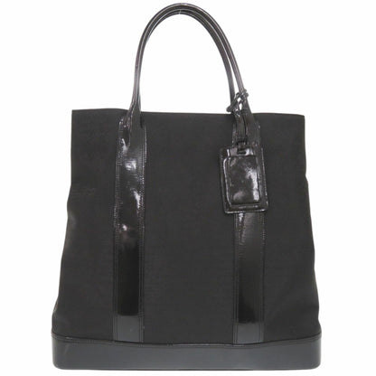 Tiffany Nylon/Patent Leather Black Tote Bag