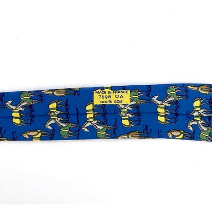 Hermes Tie Blue Ec-20345 100% Silk Hermes Horse