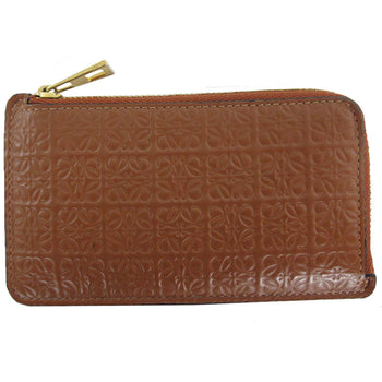 Loewe Wallet/Coin Case Anagram Leather Brown Gold