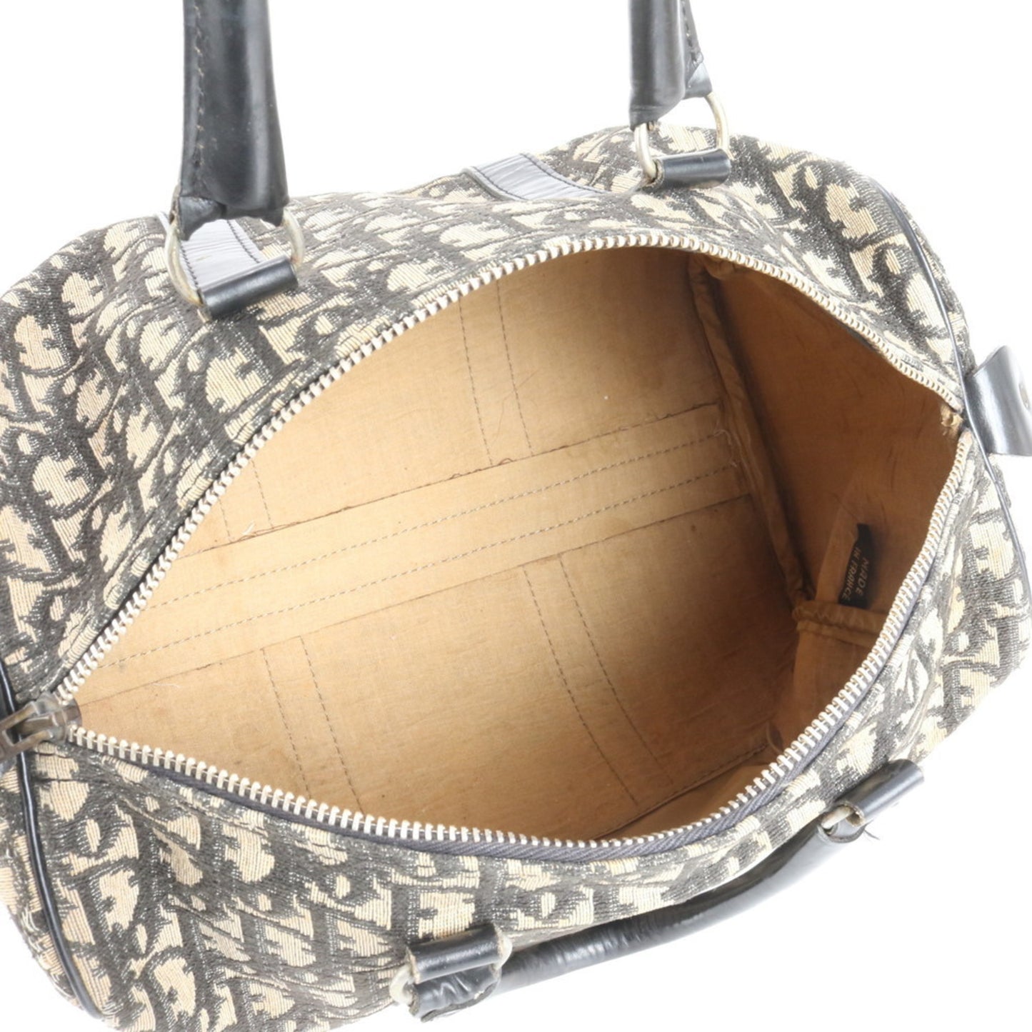 Christian Dior Trotter Mini Boston Leather Handbag Tote Bag In Black