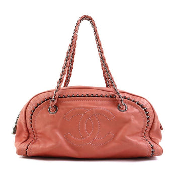 Chanel Handbag Leather Orange Pink