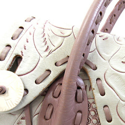 Grace Continental Handbag Carving Tribes Maestra Ivory Pink Beige Leather All Flower