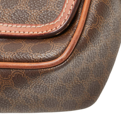 Celine Macadam Crossbody Shoulder Bag In Brown Leather