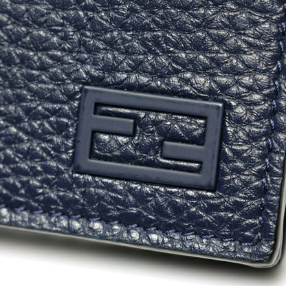 Fendi Card Case Business Holder 7M0222 Selleria Leather Navy Gray E-158610