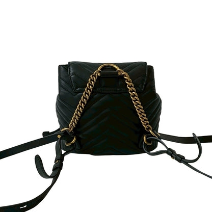 Gucci Gg Marmont Logo Hardware Leather Mini Rucksack/Daypack In Black