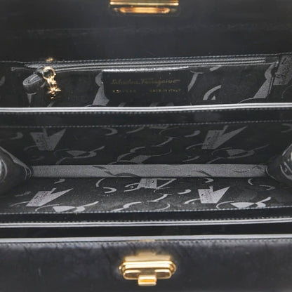 Salvatore Ferragamo Gancini Shoulder Bag Tote E217663 Black Leather