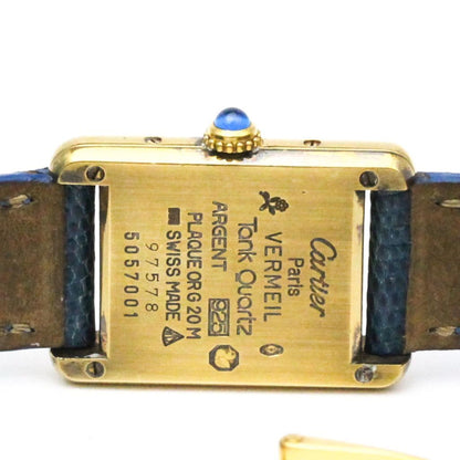 Cartier Tank Vermeil Gold Plated Leater Quartz