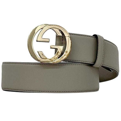Gucci Belt Ec-24406 Gray Interlocking 546386 Ap00G 85 34 480199 Waist 90Cm Leather Gucci Gg Buckle