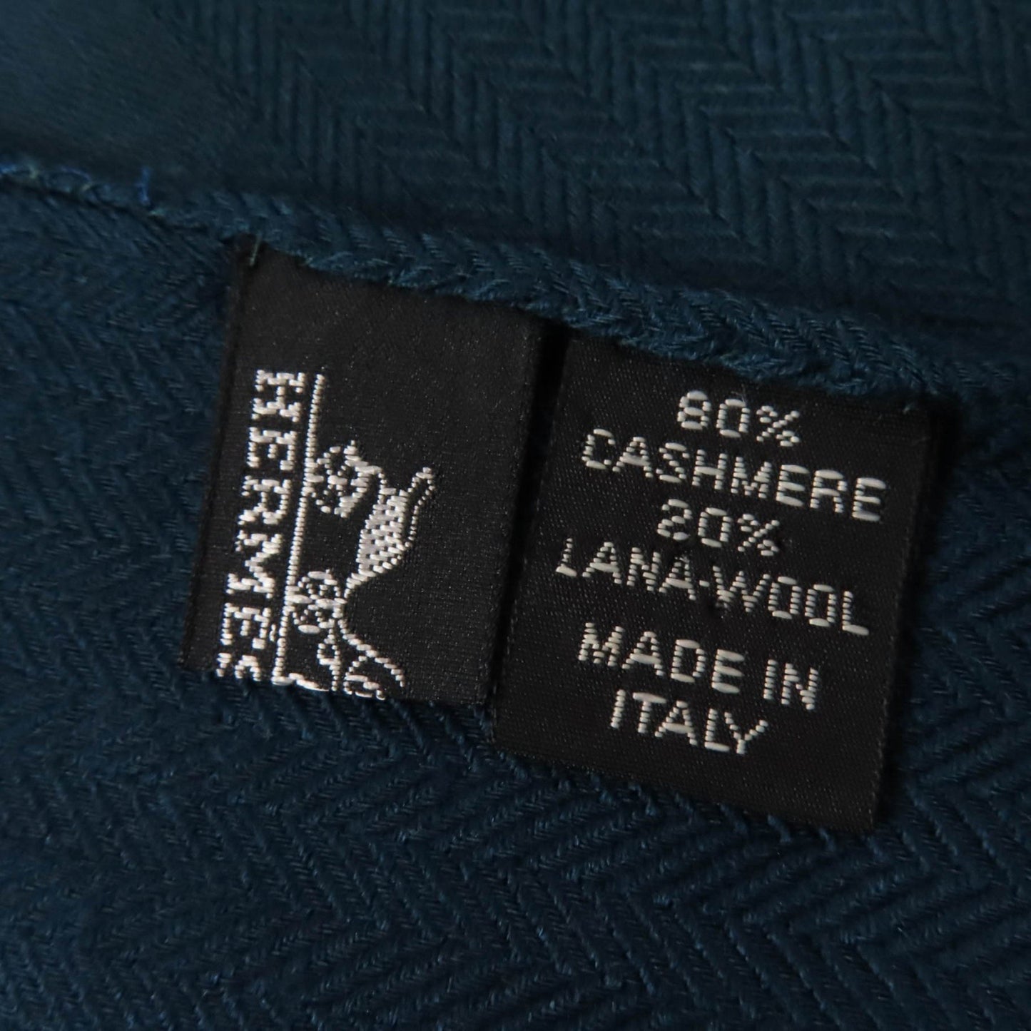 Hermes Cashmere And Wool Big H Pattern Shawl With Fringe