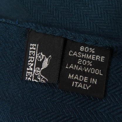 Hermes Cashmere And Wool Big H Pattern Shawl With Fringe