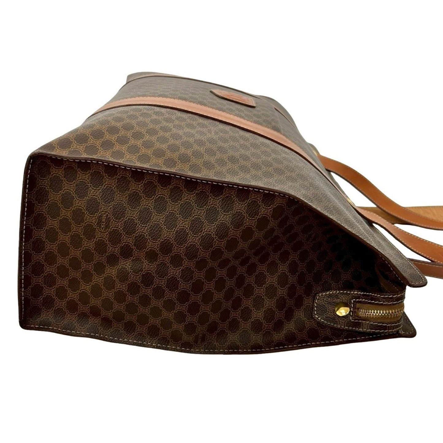 Celine Vintage Macadam Blason Triomphe Logo Leather Tote Bag