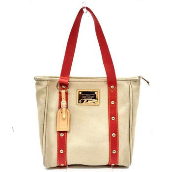 Louis Vuitton Antigua Cabas Mm Beige X Red Studs