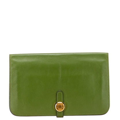 Hermes Herms Dogon Gm Bifold Wallet In Green Swift