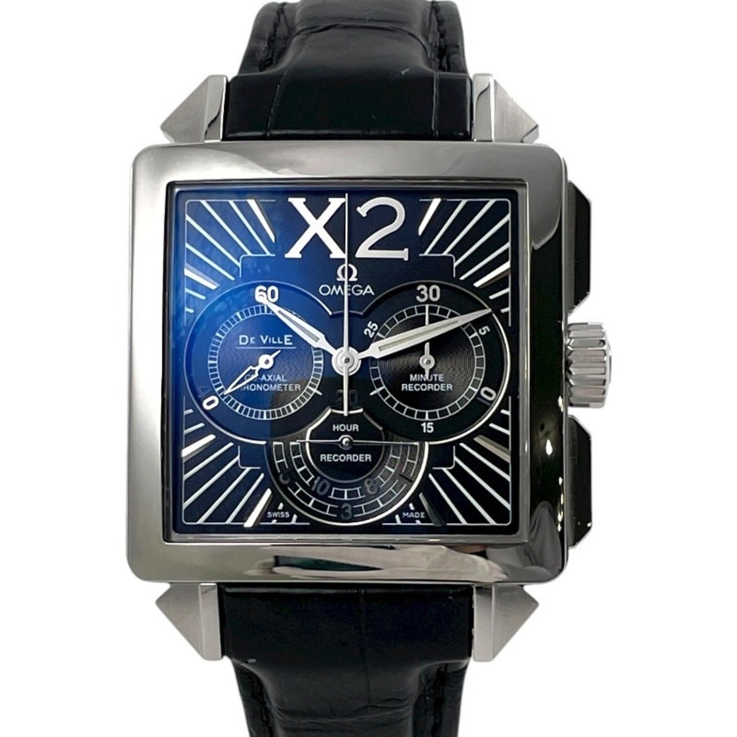 Omega De Ville X2 Chronograph 423.13.37.50.01.001 Stainless Steel Leather