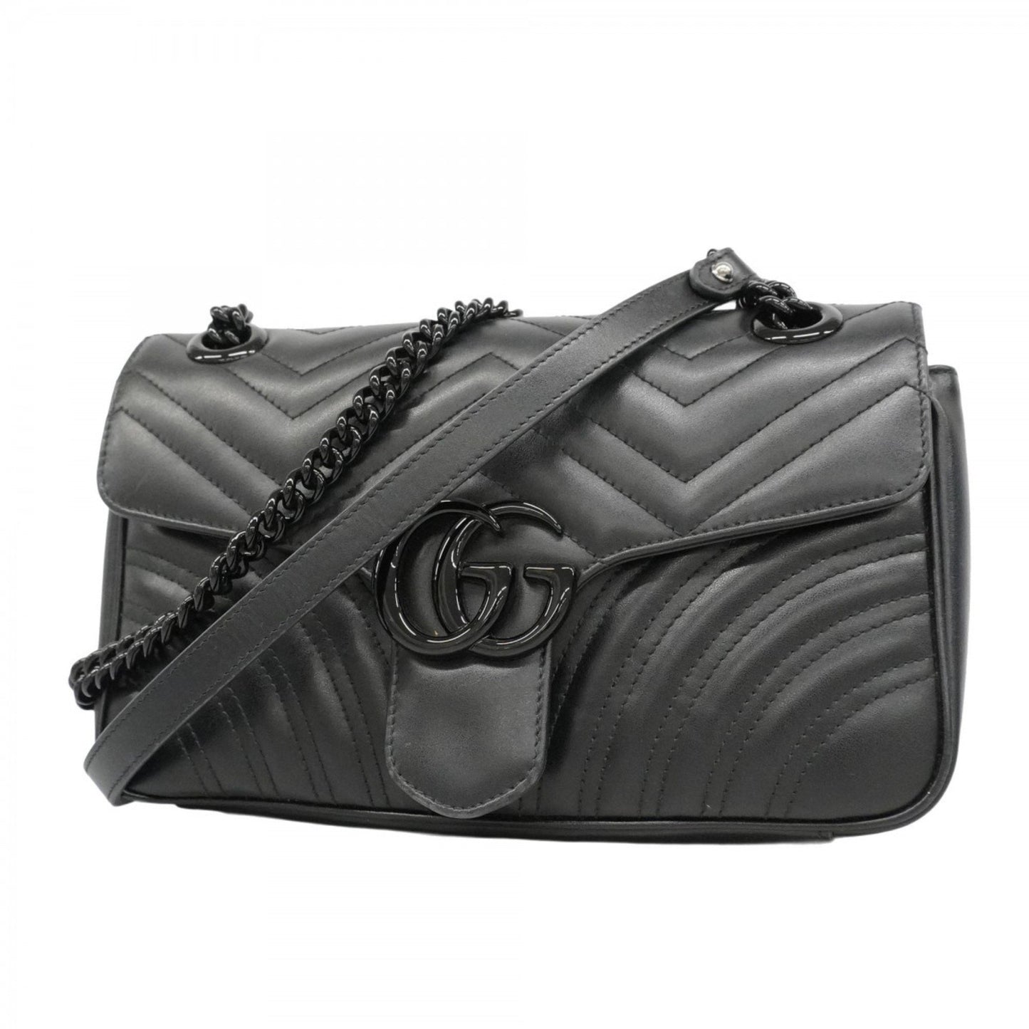 Gucci Gg Marmont Shoulder Bag 443497 Leather Black