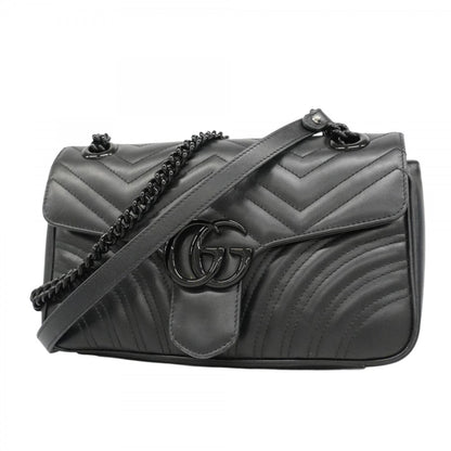 Gucci Gg Marmont Shoulder Bag 443497 Leather Black