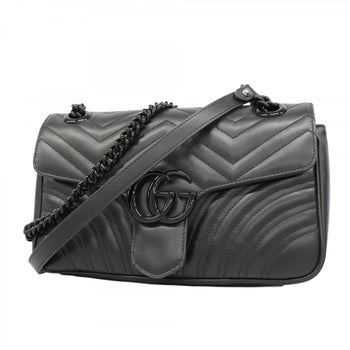Gucci Gg Marmont Shoulder Bag 443497 Leather Black