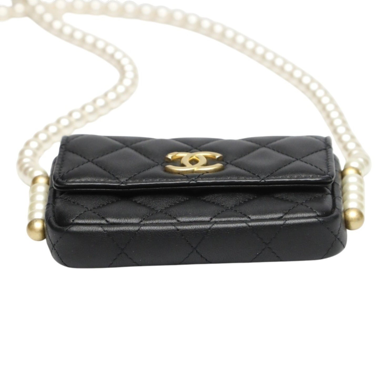 Chanel Mini Matelasse Shoulder Bag In Black Lambskin