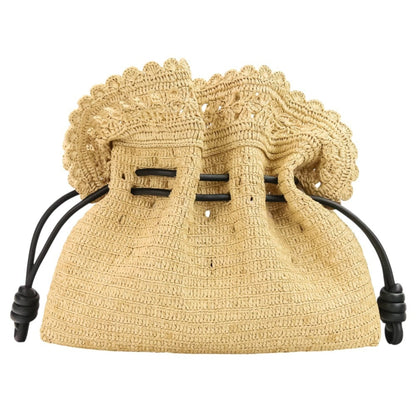 Loewe Raffia Flamenco Clutch Medium 2-Way Tote/Shoulder Bag In Natural Black