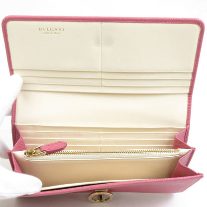 Bvlgari Bi-Fold Long Wallet Leather Pink