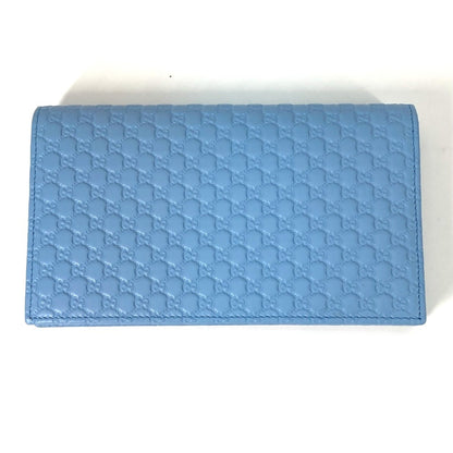 Gucci 466507 Micro Guccissima Bifold Long Wallet Crossbody Bag 3Way Shoulder Bag Blue