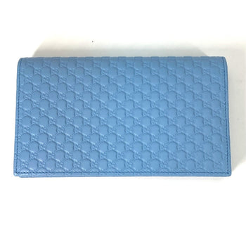 Gucci 466507 Micro Guccissima Bifold Long Wallet Crossbody Bag 3Way Shoulder Bag Blue