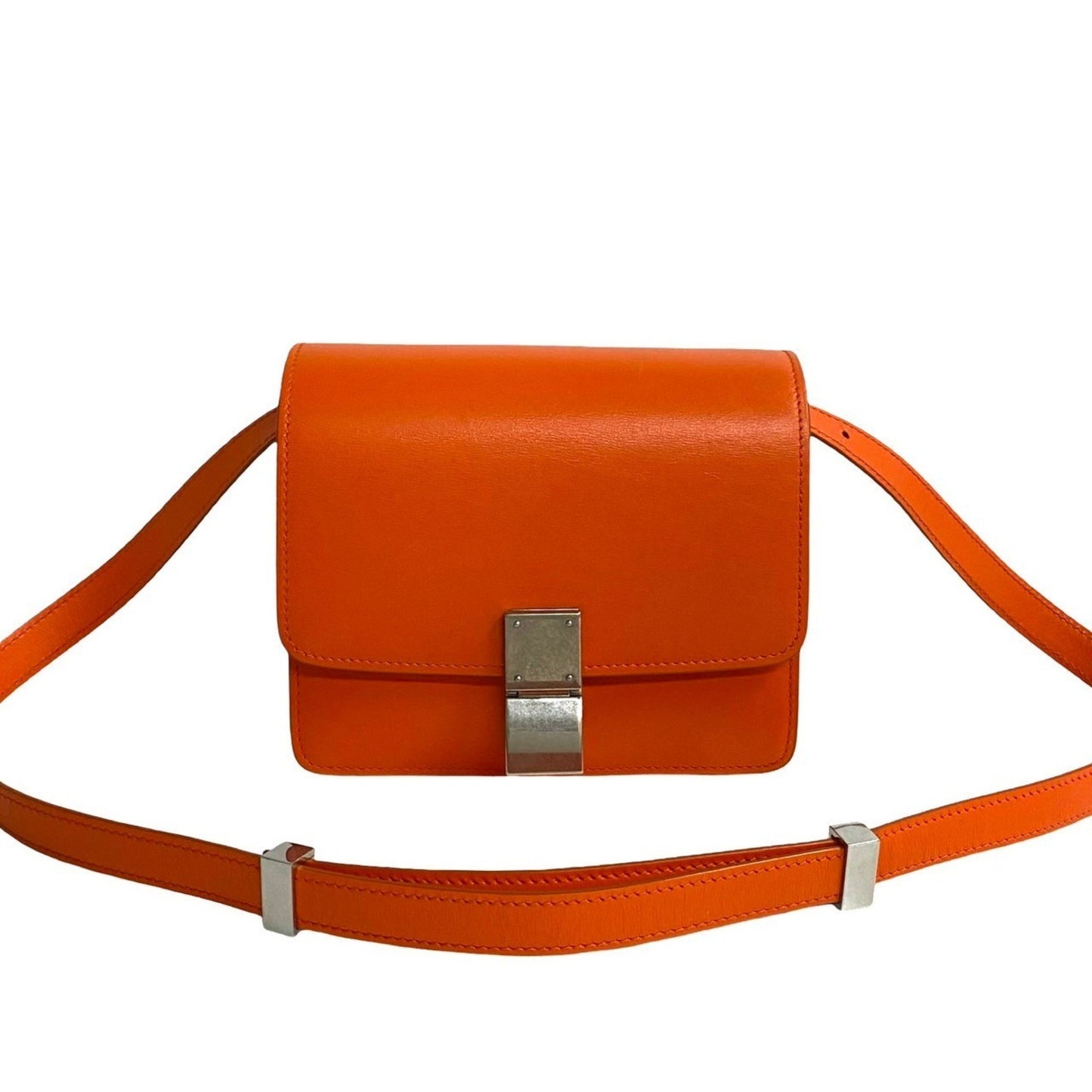 Celine Classic Box Small Leather Shoulder Bag/Pochette/Sacoche In Orange