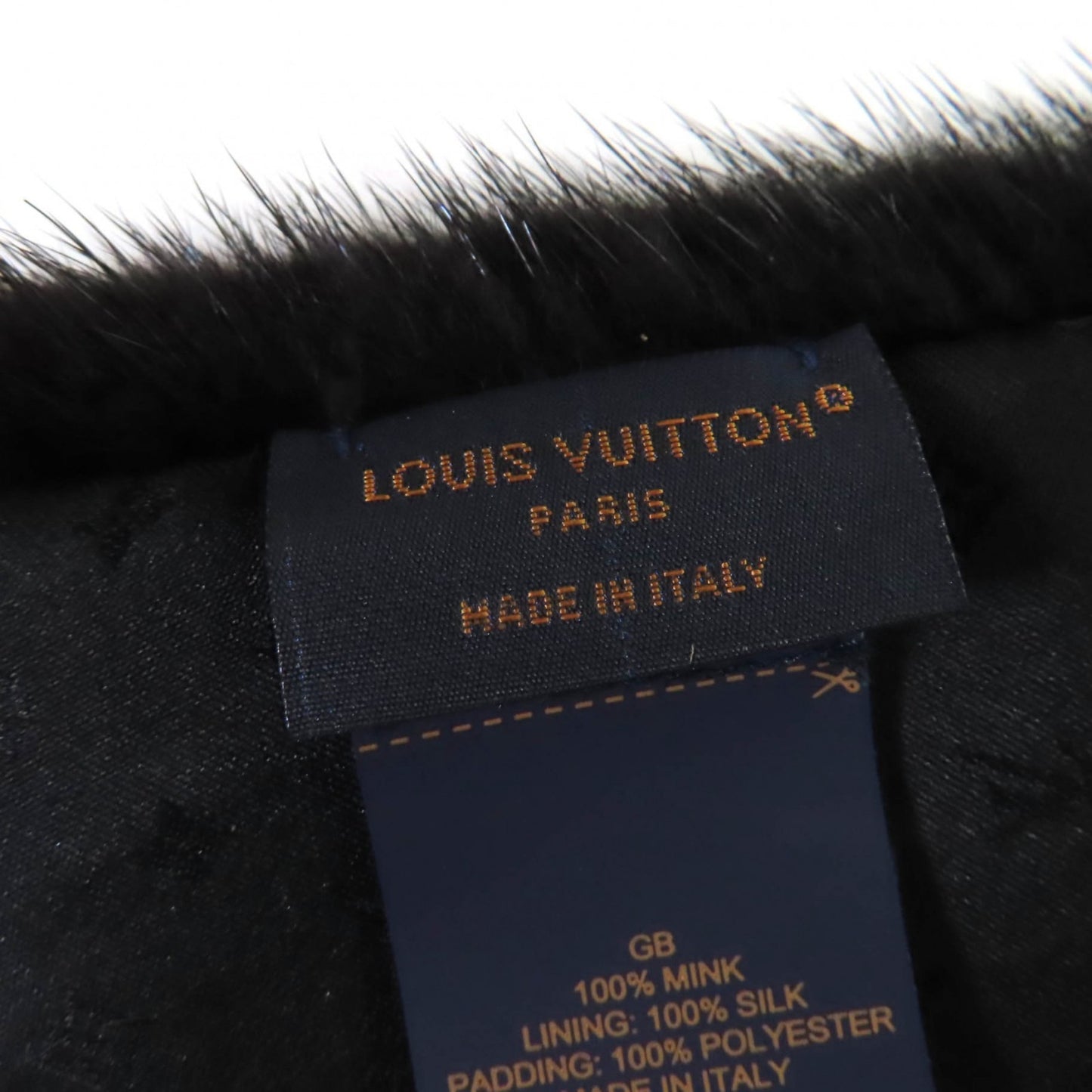 Louis Vuitton M77866 Echarpe Gaugram Lv Logo Mink Fur Scarf/Tippet Shawl In Black And White With Box