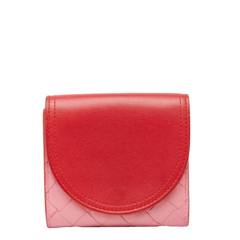 Bottega Veneta Intrecciato Bi-Fold Wallet 577841 Red Pink Leather