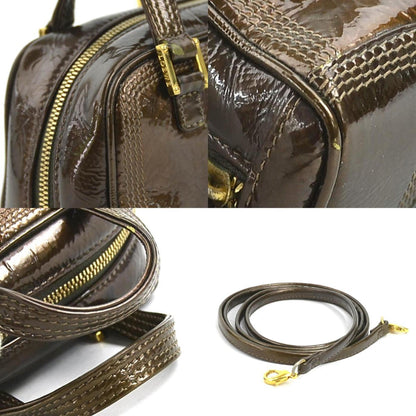 Loewe Shoulder Bag Mini Handbag Anagram Enamel Brown Gold