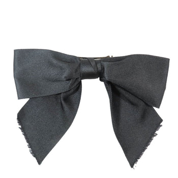 Chanel Satin Ribbon Barrette Accessories Hair Clips Hairpins Black