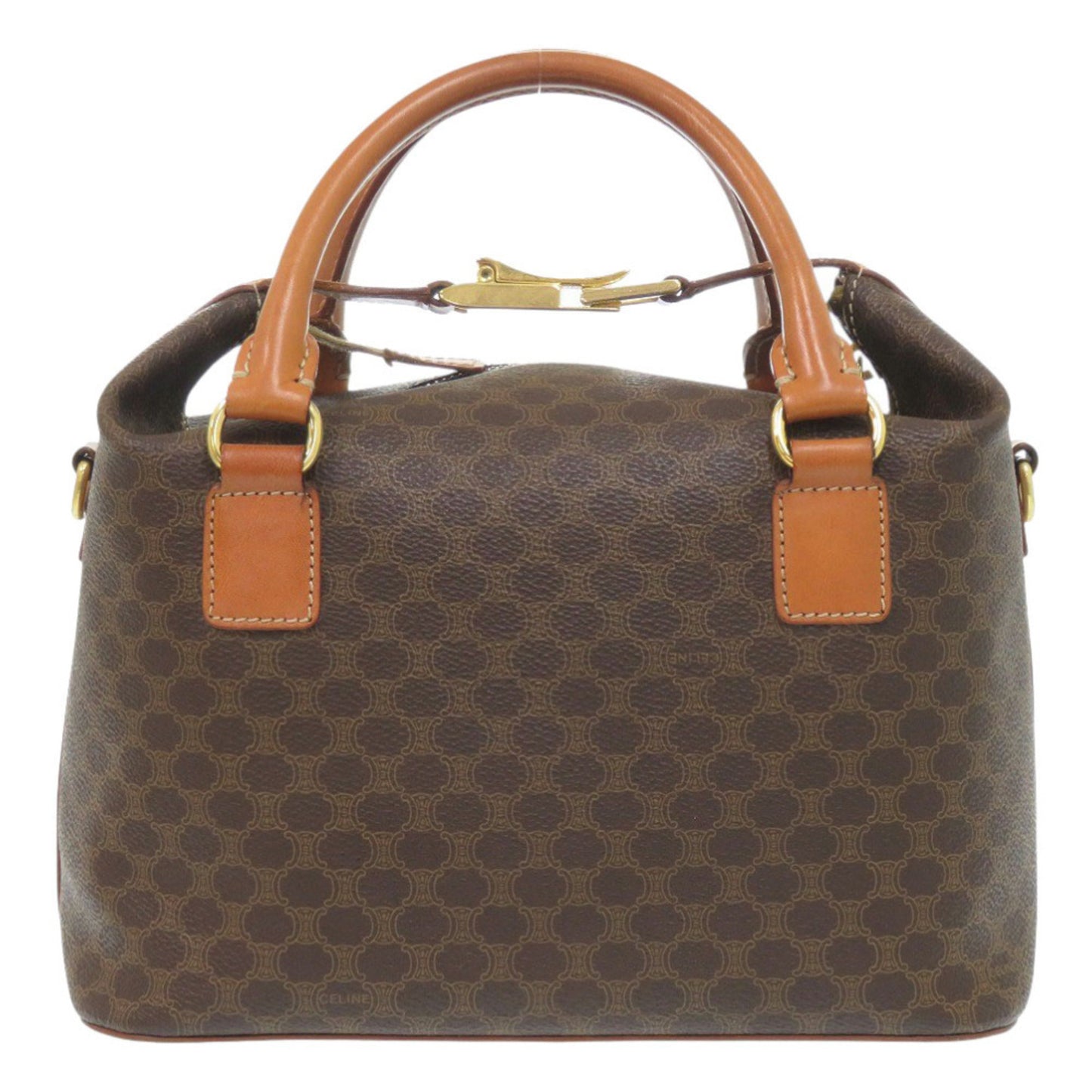 Celine 2-Way Macadam Mc98/2 Pvc/Leather Brown Handbag 0688 Celine