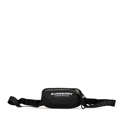 Burberry Canon Logo Print Body Bag Belt Bum 8021091 Black White Nylon