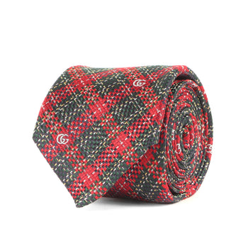 Gucci Gg Monogram Tartan Silk Red Check