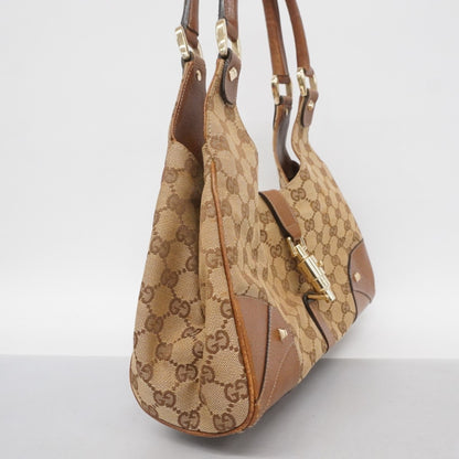 Gucci Gg Canvas New Jackie Handbag 124407 Beige Brown Champagne