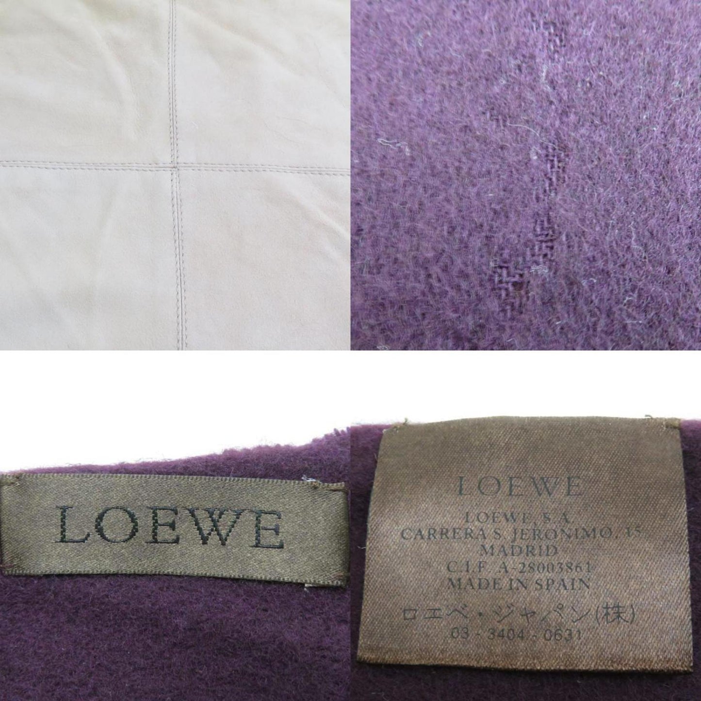 Loewe Scarf Shawl Cashmere Goat Purple Beige