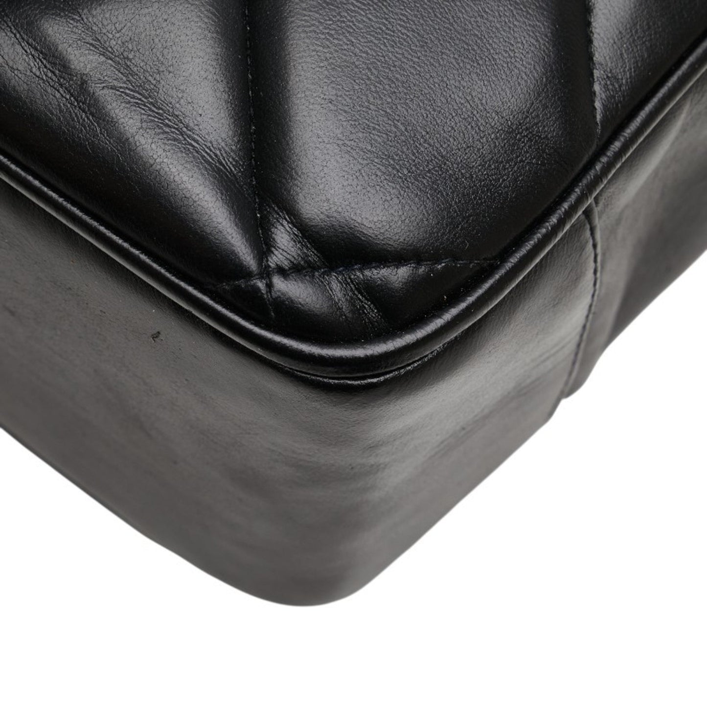 Chanel Matelasse Coco Mark Chain Shoulder Bag Tote Black Lambskin