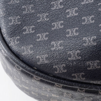 Celine Blason Shoulder Bag In Navy Macadam