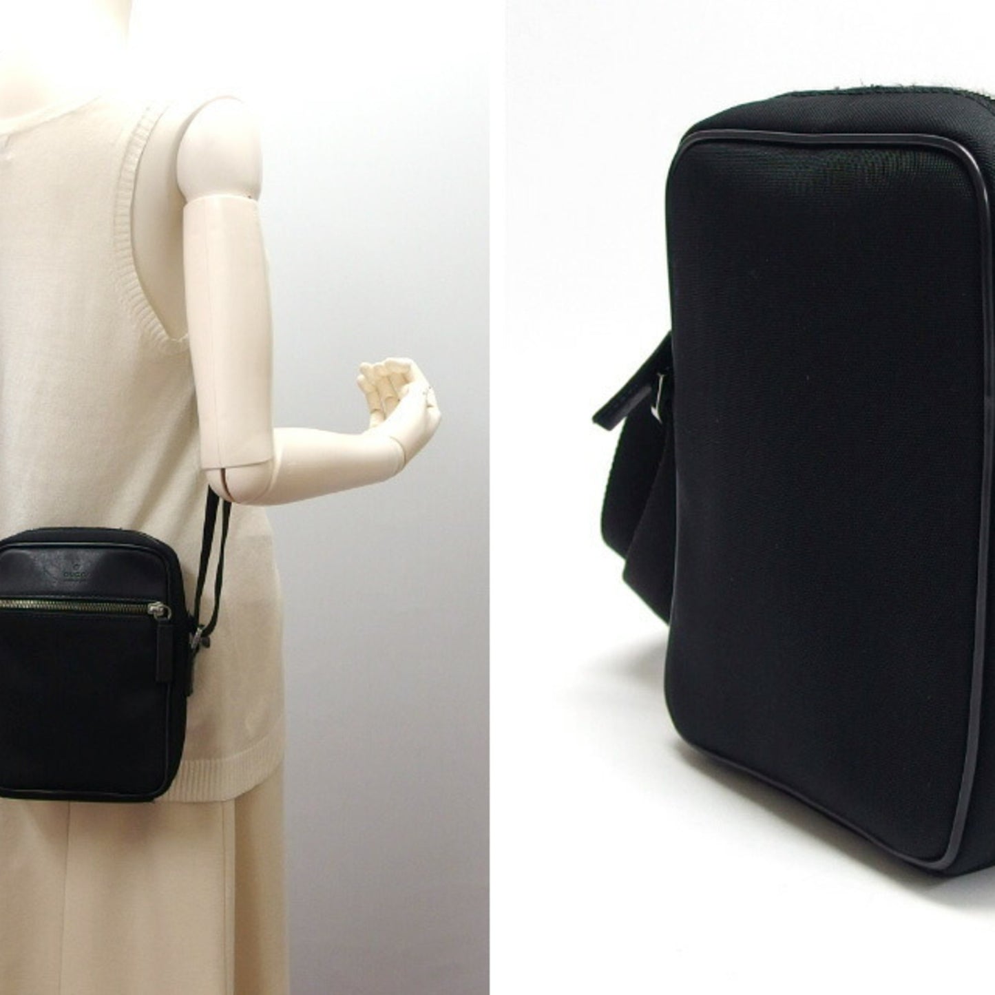 Gucci Canvas Mini Shoulder Bag Sacoche Black