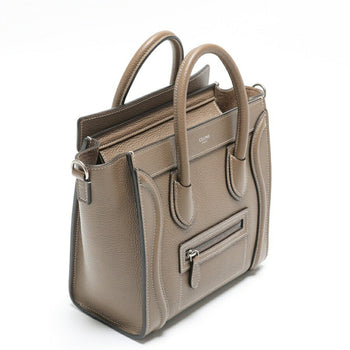 Celine Luggage Nano 189243Dru.09So 168243Dru.09So Drummed Calfskin Suri (Greige) S-157230
