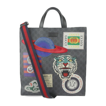Gucci Gucci Gg Supreme Tote Bag 495559 Pvc Leather Gray Multicolor 2Way Shoulder Patch