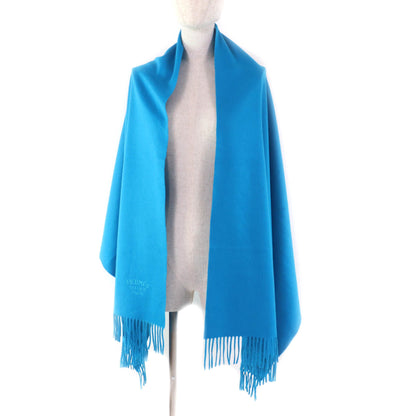 Hermes 100% Cashmere Large Stole/Shawl/Scarf With Embroidered Logo And Fringe
