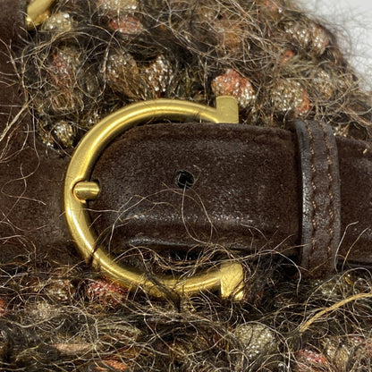 Salvatore Ferragamo Gancini Mohair Brown Handbag