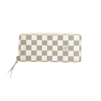 Louis Vuitton Louis Vuitton Long Wallet Portefeuille Clemence Damier Azur Round Zipper Canvas