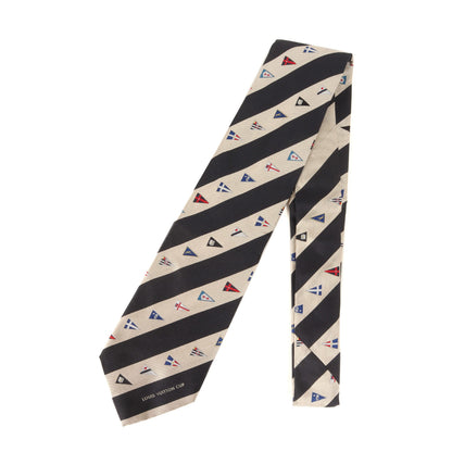 Louis Vuitton Cup Limited Edition Regimental Silk Cravat Tie In Beige With Flag Sail
