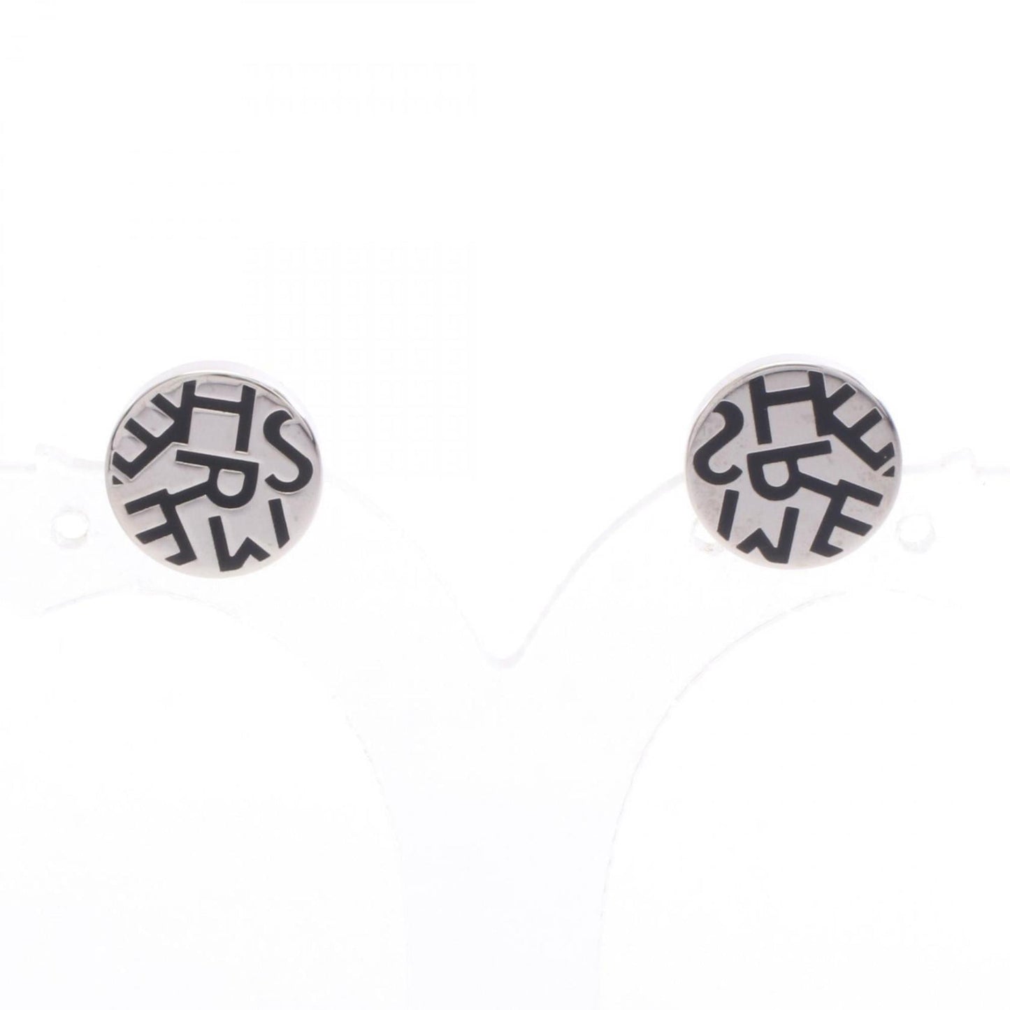 Herms Hermes Logo Round Earrings In Stainless Steel For Women